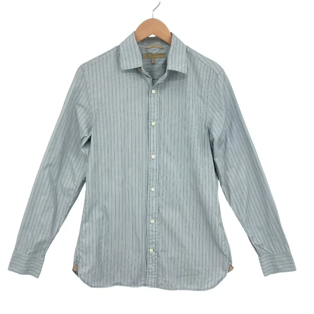 Banana Republic Long Sleeve Shirt Medium Mens Blue Striped Slim Fit Button Down